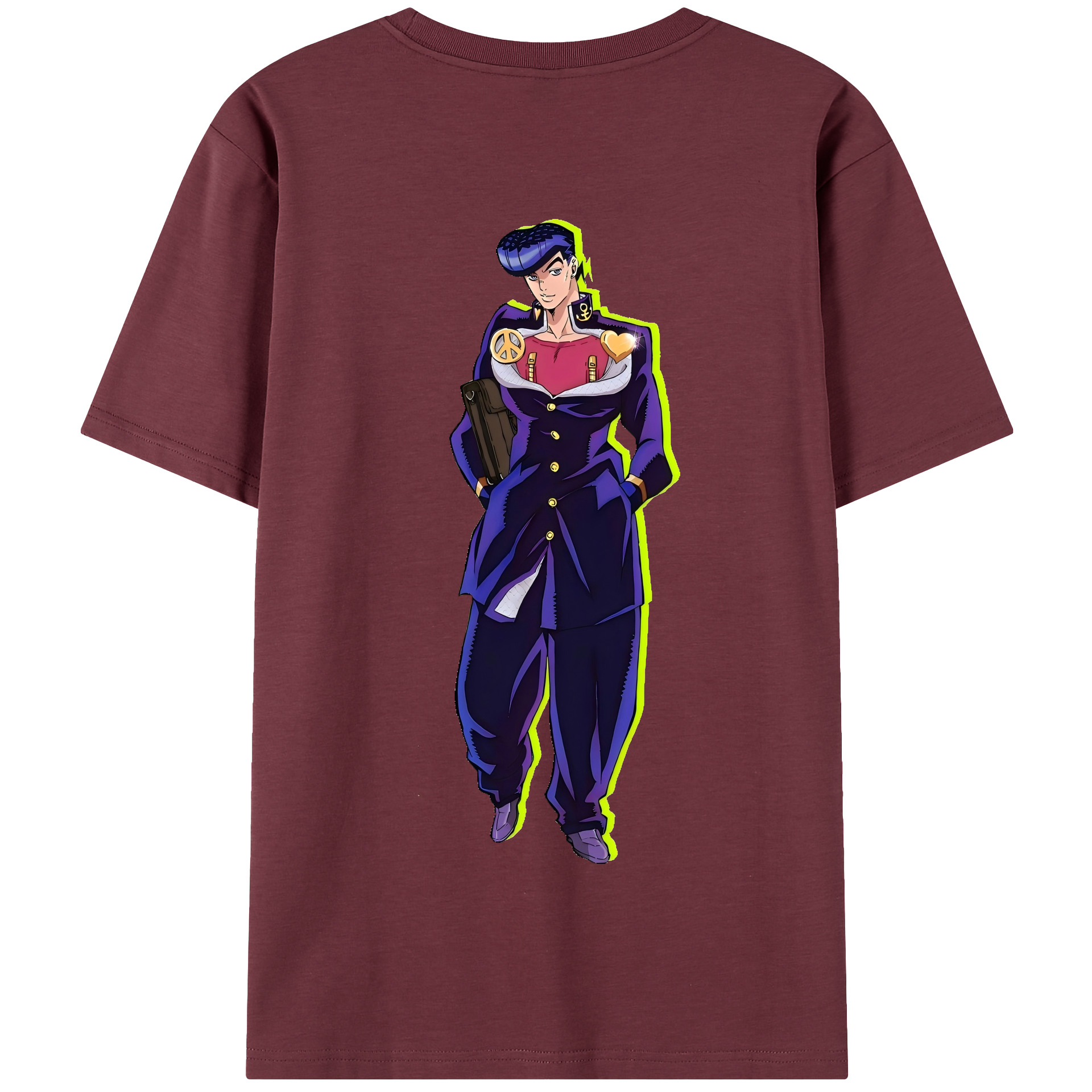 （画像用） ジョジョの奇妙な冒険 ひがしかた じょうすけ JoJo's Bizarre Adventure Higashikata Josuke 綿100％半袖Tシャツ（背面プリント）